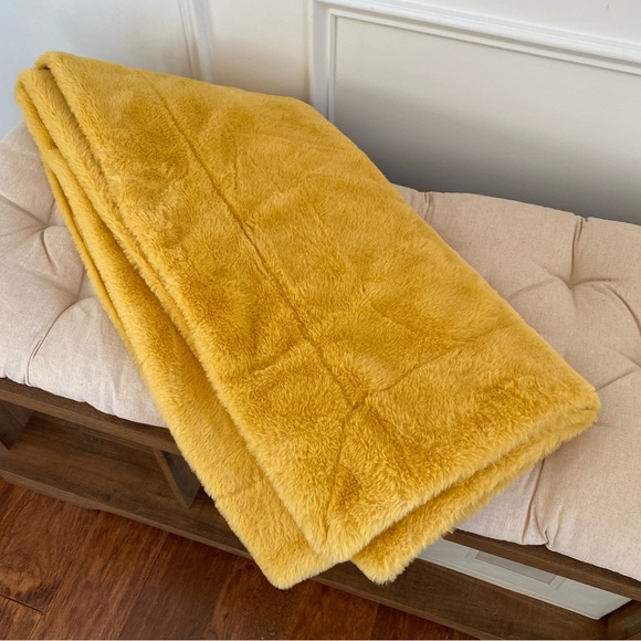 Bedding Faux Fur Throw Blanket Mustard Yellow Poshmark